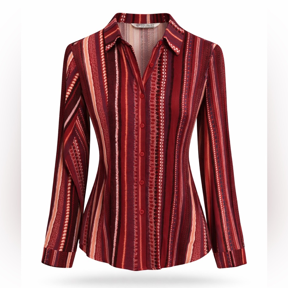 Big Dart Red Multi-Print Button Down Blouse – Size EU 44 / UK 16 / US 12 /L